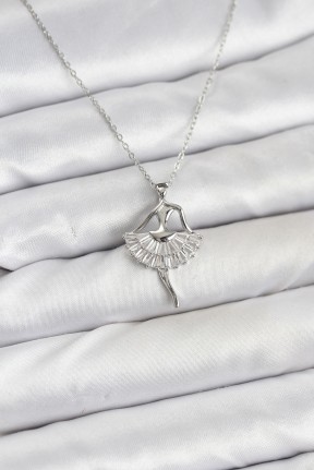 316l çelik Gümüş Renk Balerin Model Kadın Kolye