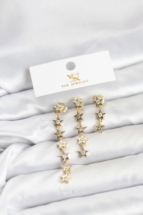 Pirinç Gold Renk Yıldız Model Ysx Trio Küpe Seti
