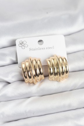 Vintage Model 316l çelik Gold Renk Kadın Küpe