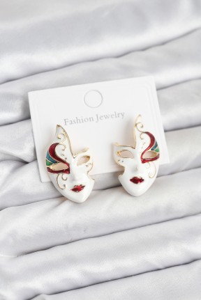 Pirinç Maske Model Kadın Küpe