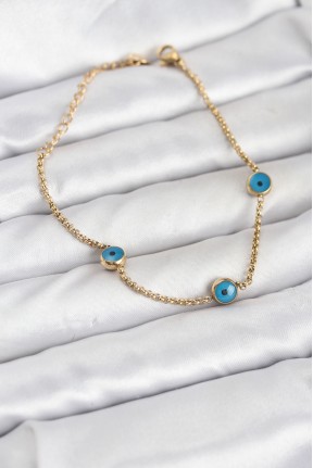 316l çelik Gold Renkli Nazar Boncuk Model Kadın Bileklik