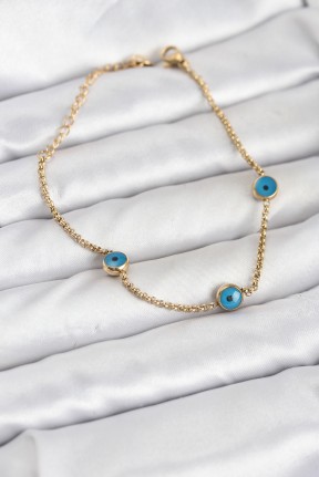 316l çelik Gold Renkli Nazar Boncuk Model Kadın Bileklik