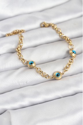 316l çelik Nazar Model Gold Renk Kadın Bileklik