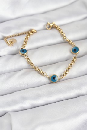 316l çelik Nazar Model Gold Renk Kadın Bileklik