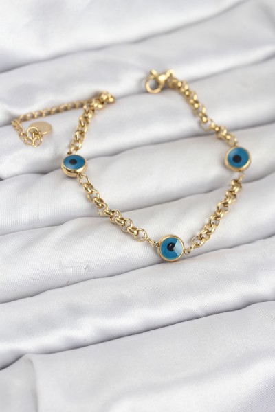 316l çelik Nazar Model Gold Renk Kadın Bileklik