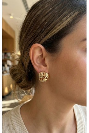 316l çelik Gold Renk Sarmal Model Kadın Küpe