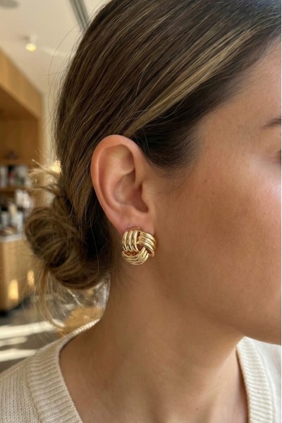 316l çelik Gold Renk Sarmal Model Kadın Küpe