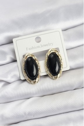 Siyah Badem Model Vintage Kadın Küpe