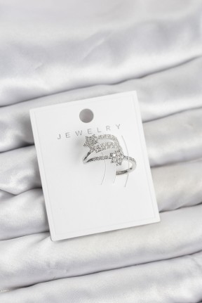 Gümüş Renk Zirkon Taşlı Yıldız Model Kıkırdak Earcuff Küpe