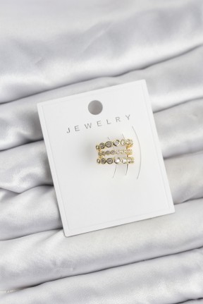 Gold Renk Zirkon Taşlı Pirinç Kıkırdak Earcuff Küpe