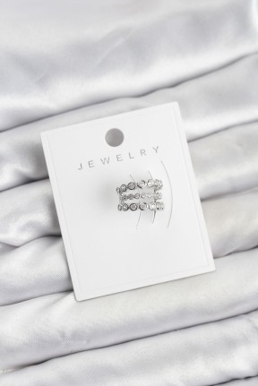 Gümüş Renk Zirkon Taşlı Pirinç Kıkırdak Earcuff Küpe