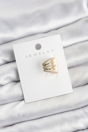 Gold Renk Pirinç Zirkon Taşlı Kıkırdak Earcuff Küpe