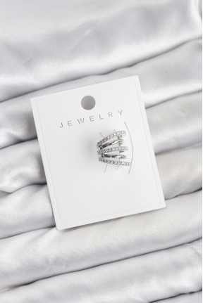 Gümüş Renk Pirinç Zirkon Taşlı Kıkırdak Earcuff Küpe Gümüş Renk Pirinç Zirkon Taşlı Kıkırdak Earcuff Küpe
