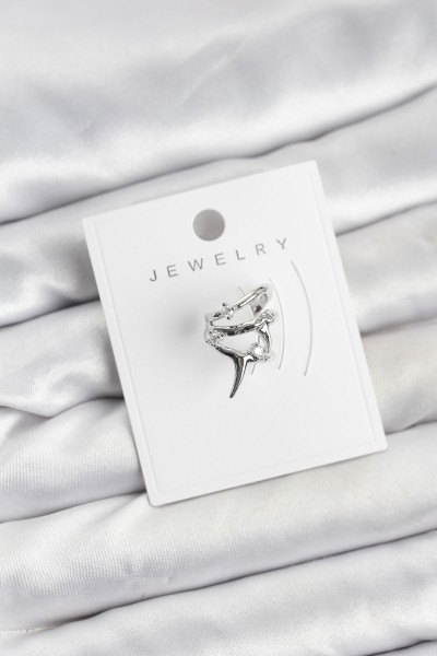 Gümüş Renk Pirinç Diken Model Kıkırdak Earcuff Küpe