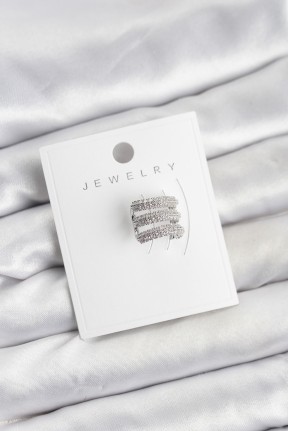 Pirinç Gümüş Renk Zirkon Taşlı Earcuff Kıkırdak Küpe