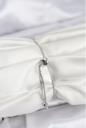 Yonca Model Zirkon Taşlı Gümüş Renk Asansörlü Su Yolu Bileklik