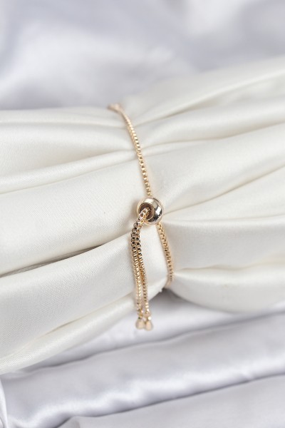 Yonca Model Zirkon Taşlı Gold Renk Asansörlü Su Yolu Bileklik