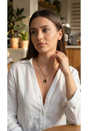 316l çelik Zincir Gold Renk Vintage Model Kadın Kolye