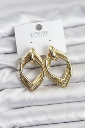 Vintage Gold Renk Pirinç Kadın Küpe