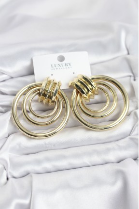 Pirinç Gold Renk Halka Model Vintage Kadın Küpe
