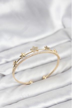 Yıldız Model Gold Renk Pirinç Kadın Bileklik