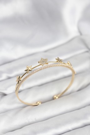 Yıldız Model Gold Renk Pirinç Kadın Bileklik