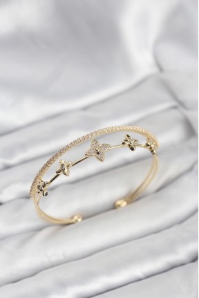 Pirinç Gold Renk çiçek Model Kadın Bileklik