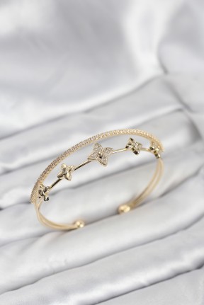 Pirinç Gold Renk çiçek Model Kadın Bileklik