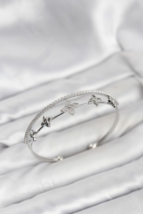 Pirinç Gümüş Renk çiçek Model Kadın Bileklik