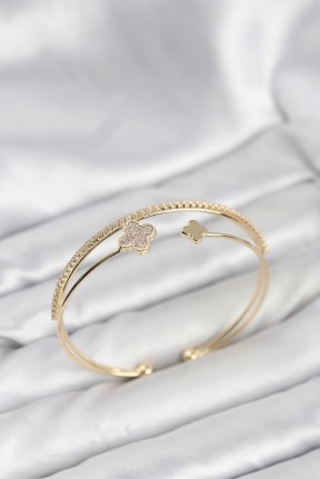 Yonca Model Pirinç Gold Renk Kadın Bileklik