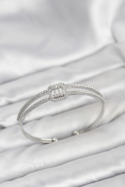 Pirinç Gümüş Renk Baget Model Kadın Bileklik