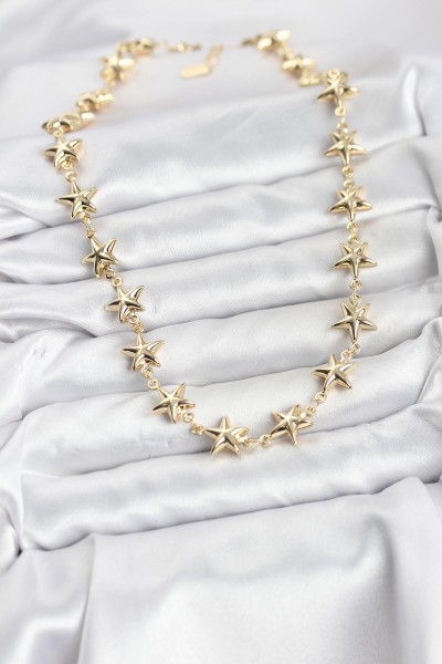 Yıldız Model Pirinç Gold Renk Kadın Kolye