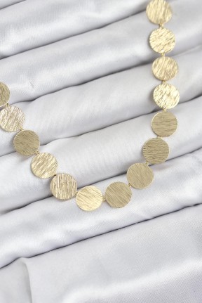 Yuvarlak Plaka Model Gold Renk Kadın Kolye