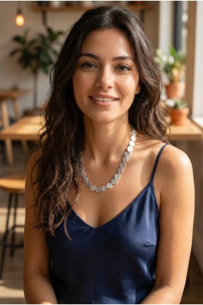 Yuvarlak Plaka Model Gümüş Renk Kadın Kolye