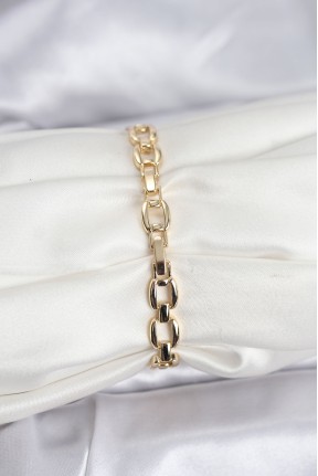 Pirinç Gold Renk Vip Seri Zincir Model Zirkon Taşlı Kadın Bileklik