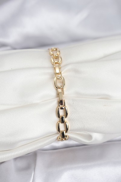 Pirinç Gold Renk Vip Seri Zincir Model Zirkon Taşlı Kadın Bileklik