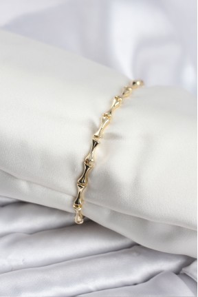 Pirinç Gold Renk Vip Seri İnce Kemik Model Zirkon Taşlı Kadın Bileklik