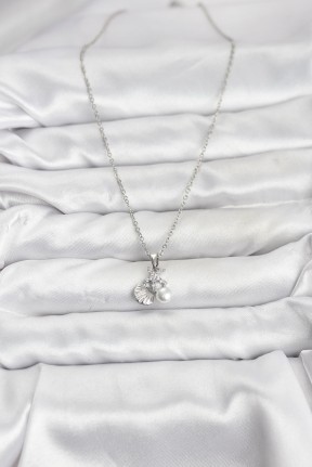 316l çelik Zincir Gümüş Renk Deniz Kabuğu Ve Deniz Yıldızı Model Zirkon Taşlı Kadın Kolye