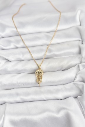316l çelik Zincir Gold Renk Deniz Anası Model Zirkon Taşlı Kadın Kolye