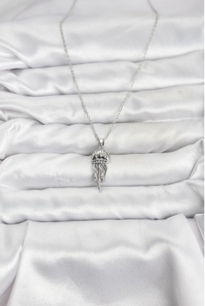 316l çelik Zincir Gümüş Renk Deniz Anası Model Zirkon Taşlı Kadın Kolye