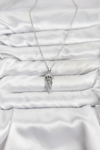 316l çelik Zincir Gümüş Renk Deniz Anası Model Zirkon Taşlı Kadın Kolye