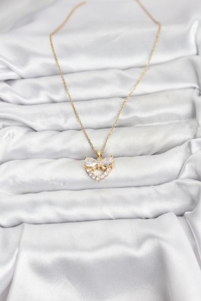 316l çelik Zincir Gold Renk Kalp Ve Fiyonk Model Zirkon Taşlı Kadın Kolye 316l çelik Zincir Gold Renk Kalp Ve Fiyonk Model Zirkon Taşlı Kadın Kolye