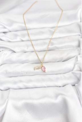 316l çelik Zincir Gold Renk Balık Kuyruğu Model Zirkon Taşlı Kadın Kolye