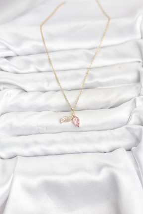 316l çelik Zincir Gold Renk Balık Kuyruğu Model Zirkon Taşlı Kadın Kolye