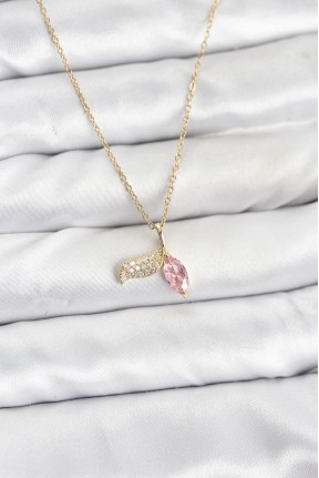 316l çelik Zincir Gold Renk Balık Kuyruğu Model Zirkon Taşlı Kadın Kolye