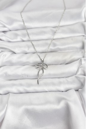 316l çelik Zincir Gümüş Renk Fiyonk Model Kadın Kolye