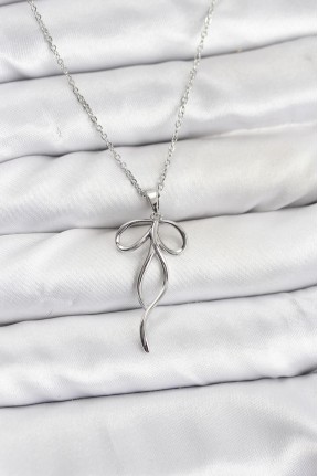 316l çelik Zincir Gümüş Renk Fiyonk Model Kadın Kolye