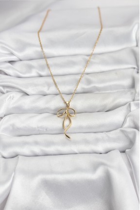 316l çelik Zincir Gold Renk Fiyonk Model Kadın Kolye