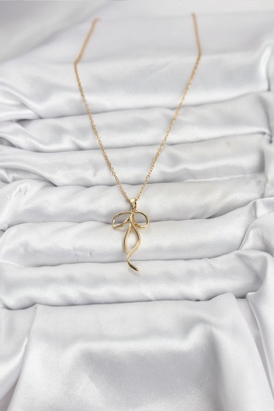 316l çelik Zincir Gold Renk Fiyonk Model Kadın Kolye