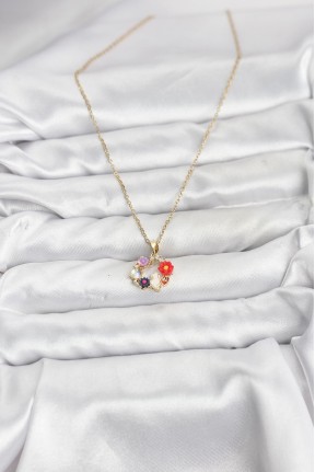 316l çelik Zincir Gold Renk çiçekli Kedili Model Kadın Kolye